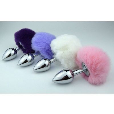 Plug Anal de Aço Pompom de Coelho