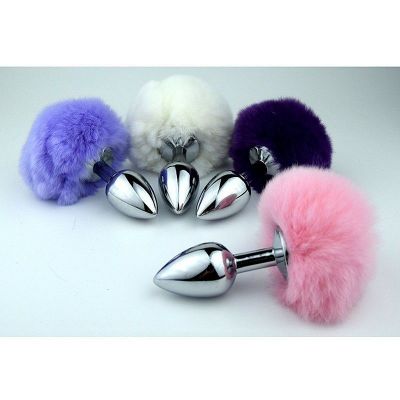 Plug Anal de Aço Pompom de Coelho
